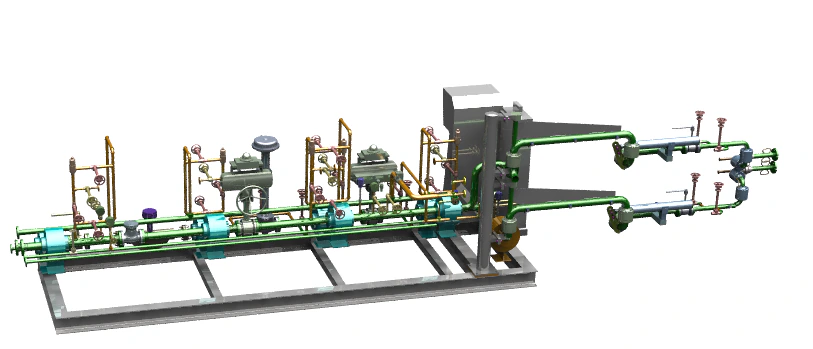 LNG truck loading and unloading skid process pipeline layout